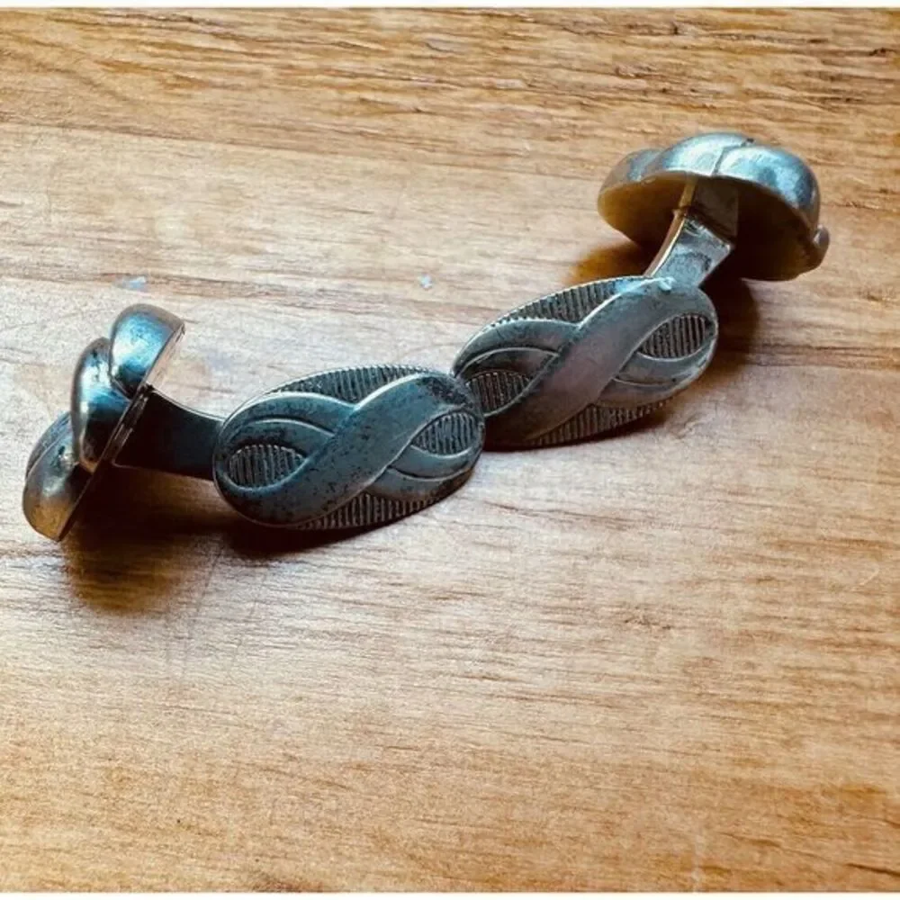 Love Knot Infinity European Cufflinks Hallmarked 835 Silver Figure 8‎ Vintage